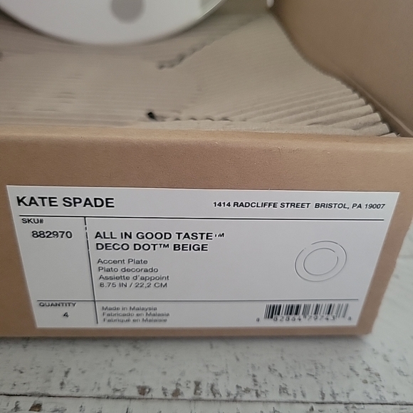 Lenox Kate Spade All In Good Taste Deco Dot Beige Accent Salad Plate 10 New - Picture 4 of 5